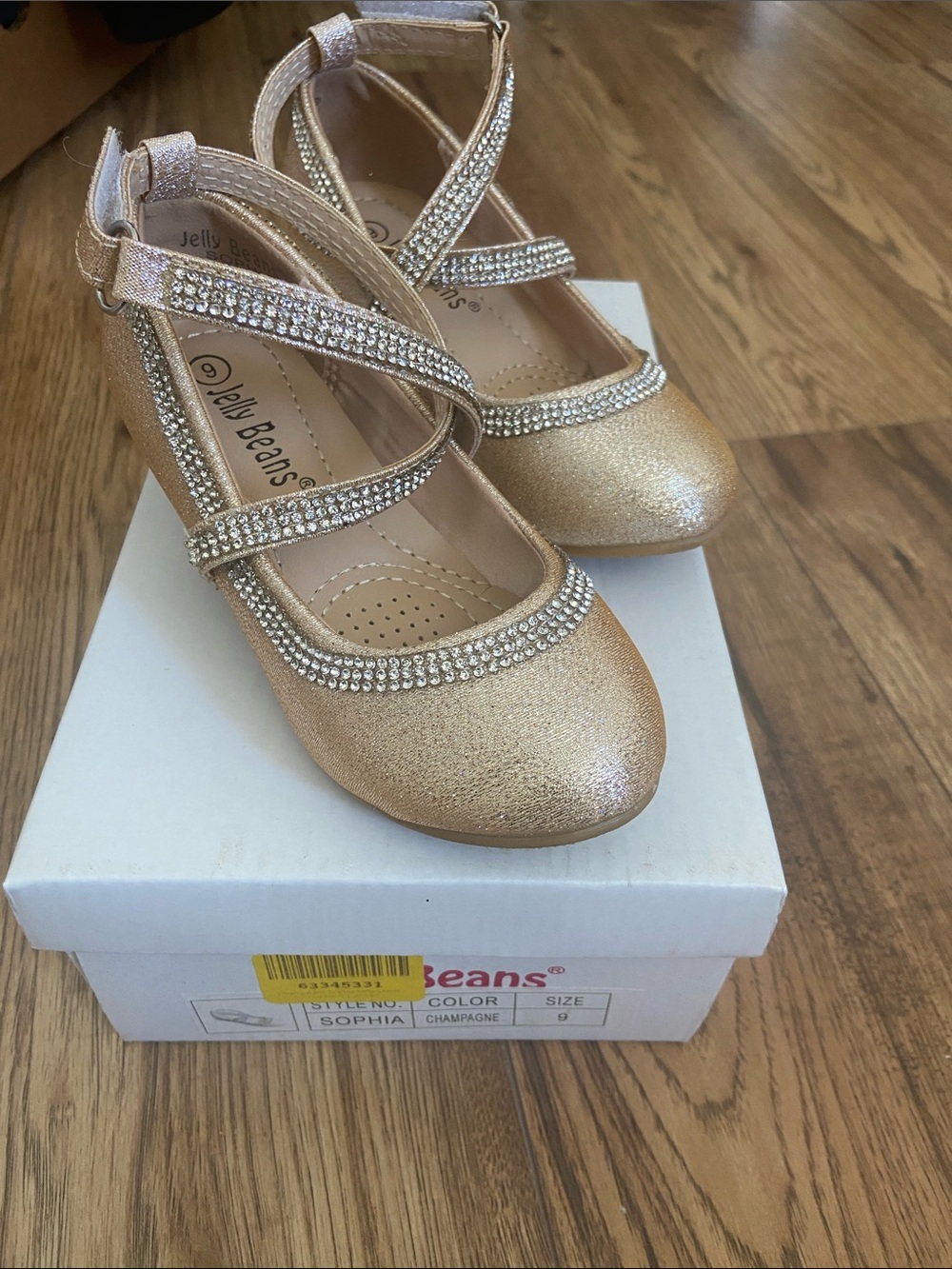 Jelly Beans Champagne Glitter Rhinestone Mary Jane Heels
